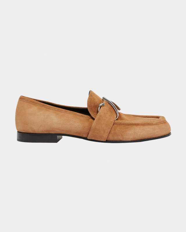 Suede Monogram Slip-On Loafers